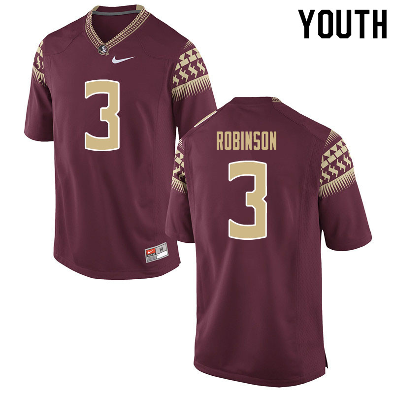 Youth #3 Bryan Robinson Florida State Seminoles College Football Jerseys Sale-Garnet